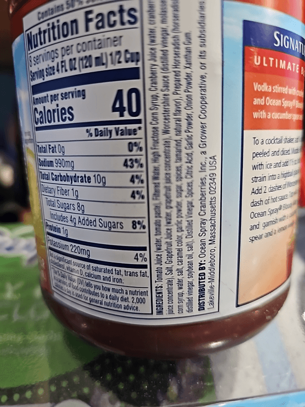 Ocean Spray Bloody Mary Mix Bar Pac