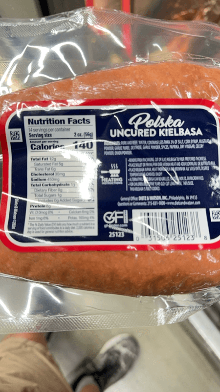 Dietz And Watson Polska Uncured Kielbasa