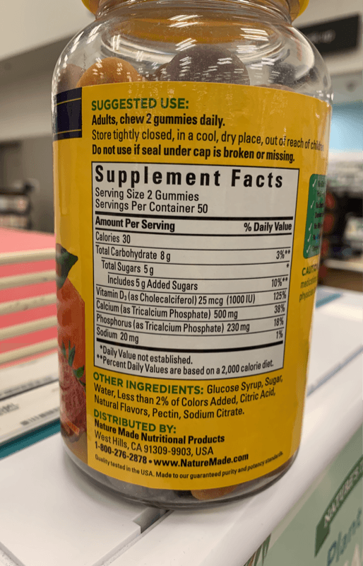Nature Made Calcium With D3 Dietary Supplement, 100 Gummies