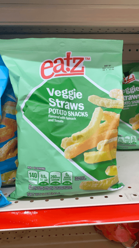 Eatz Veggie Straws Potato Snacks Flavored With Spinach And Tomato