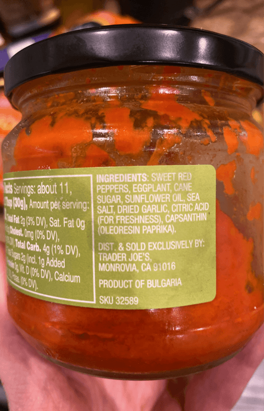 Trader Joe'S Red Pepper Spread With Eggplant & Garlic