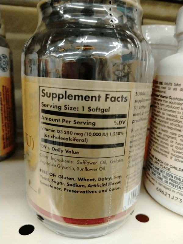 Solgar Vitamin D3 (Cholecalciferol) 250 Mcg (10,000 Iu), 120 Softgels