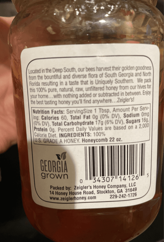 Zeigler'S Georgia Wildflower Pure Raw Natural Honeycomb