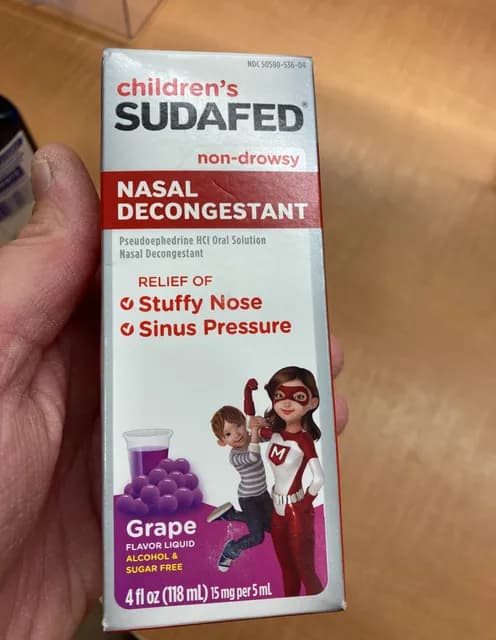 Children'S Sudafed Non-Drowsy Nasal Decongestant Grape Flavor Liquid