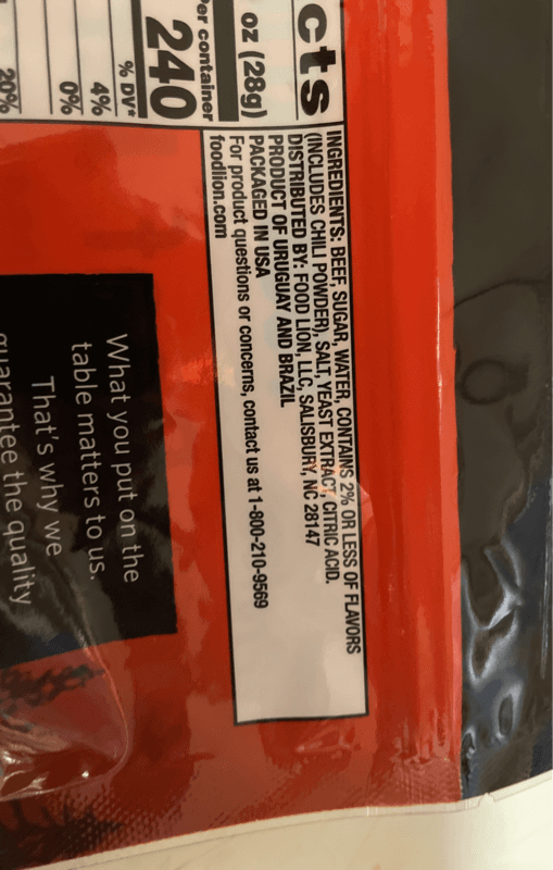 Food Lion Beef Jerky Sweet & Hot