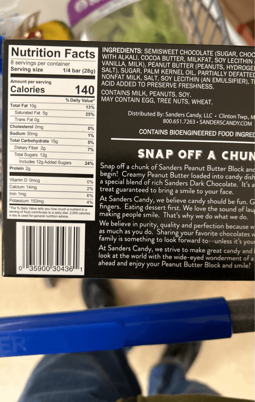Sanders Dark Chocolate Peanut Butter Block