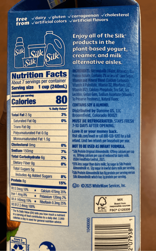 Silk Soy Protein Almond Milk