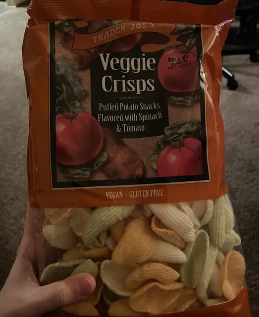 Trader Joe'S Veggie Crisps Puffed Potato Snacks Flavored With Spinach & Tomato