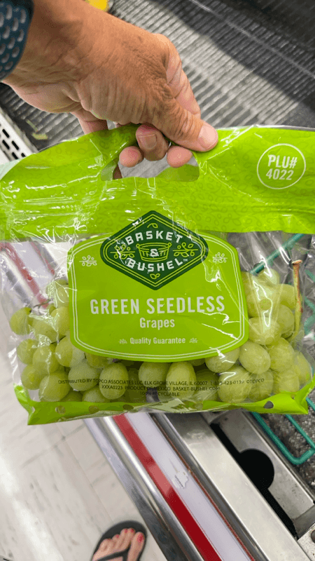 Basket Bushel Green Seedless Grapes