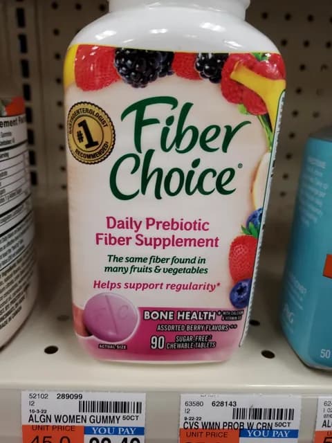 Fiber Choice Daily Prebiotic Fiber Supplement Assorted Berry Flavor Chewable