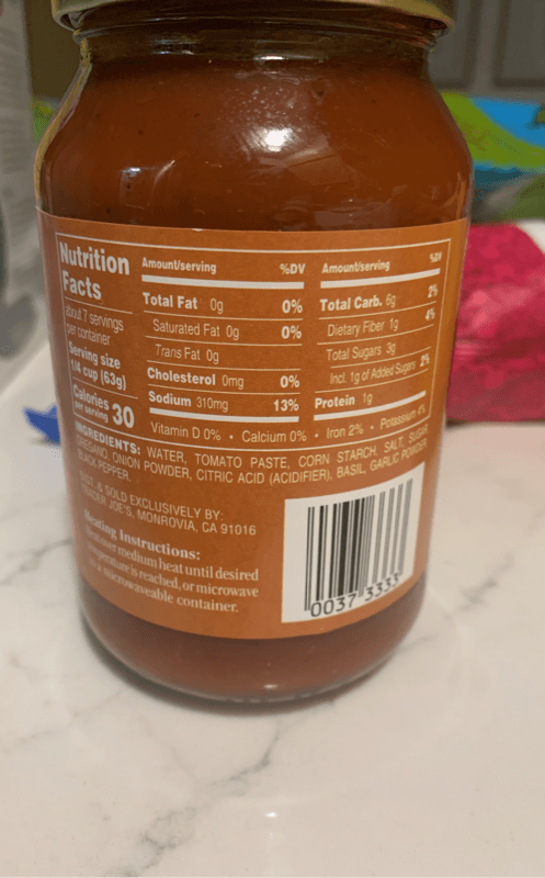 Trader Giotto'S Fat Free Pizza Sauce