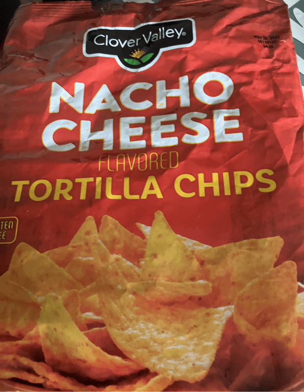 Clover Valley Nacho Cheese Flavored Tortilla Chips