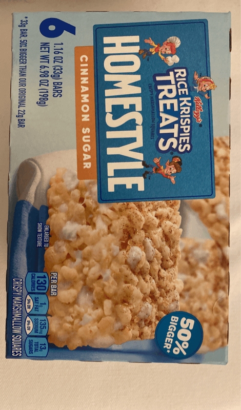 Kellogg'S Rice Krispies Treats Crispy Marshmallow Squares Homestyle Cinnamon Sugar Bars