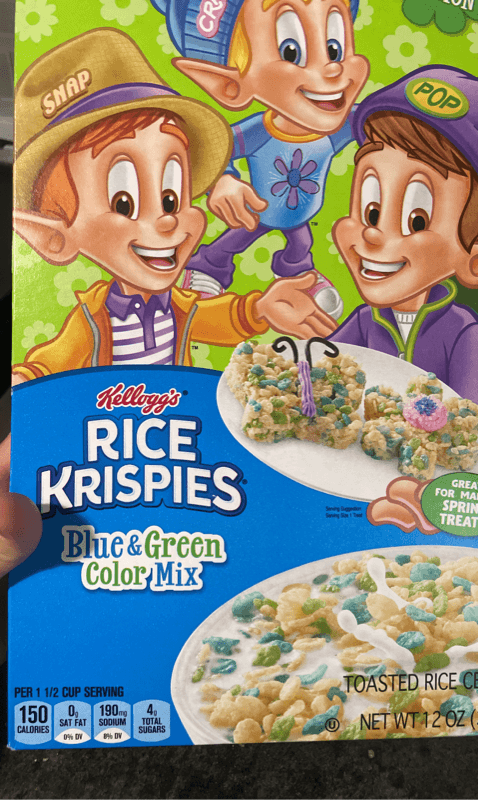Kellogg'S Rice Krispies Blue & Green Color Mix Toasted Rice Cereal