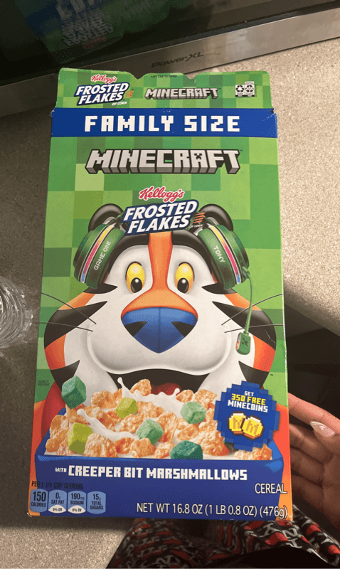Kellogg'S Minecraft Frosted Flakes With Creeper Bit Marshmallows Cereal