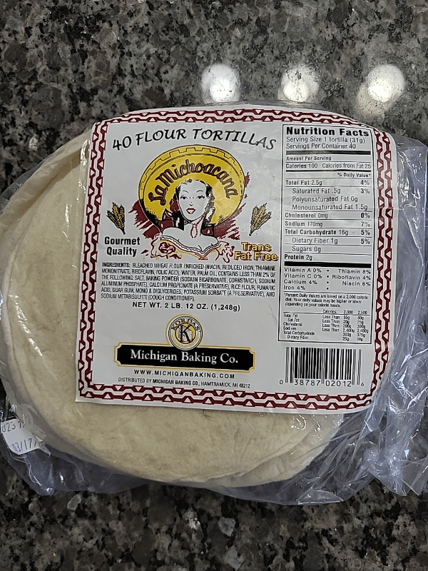 Michigan Baking Co. La Michoacana 40 Flour Tortillas