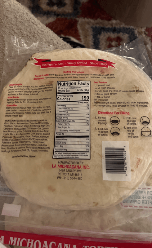 La Michoacana 10 Flour Tortillas