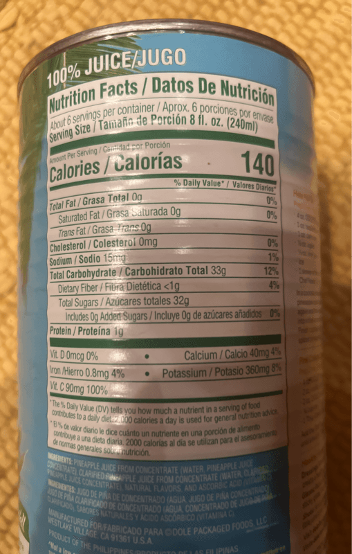 Dole Pineapple Coconut Mix