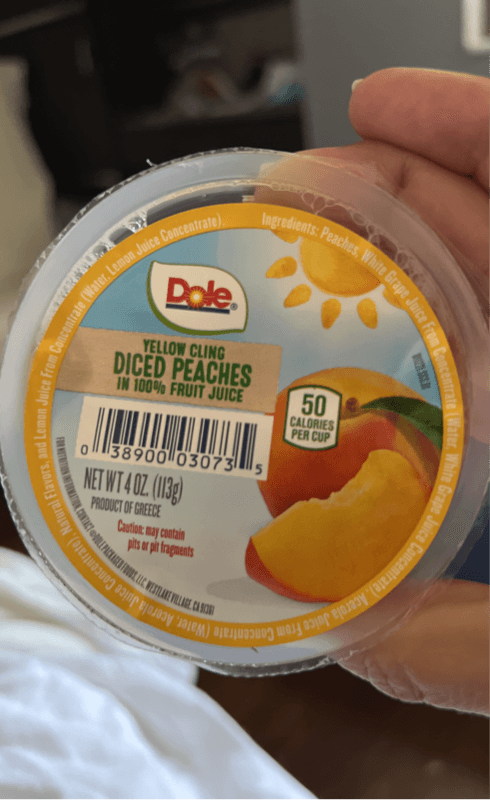 Dole Yellow Cling Diced Peaches In 100% Fruit Juice
