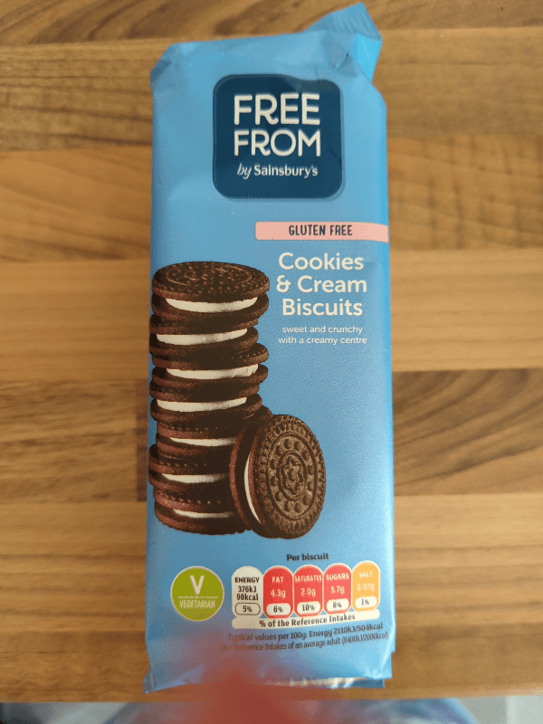 Free From By Sainsbury'S Gluten Free Cookies & Cream Biscuits