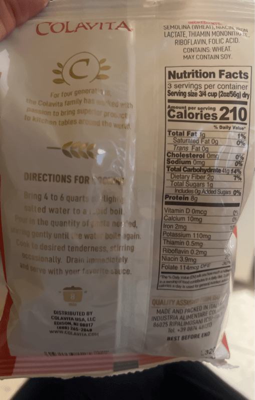 Colavita Enriched Macaroni Product Cavatappi