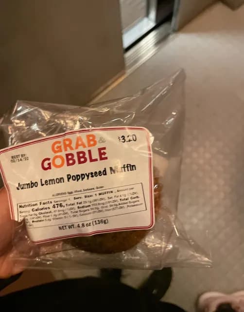 Grab & Gobble Jumbo Lemon Poppyseed Muffin