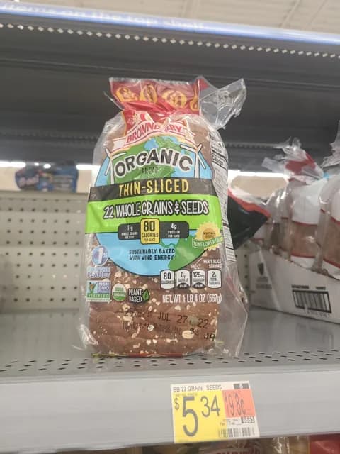 Brownberry Organic Bread Thin-Sliced 22 Whole Grains & Seeds