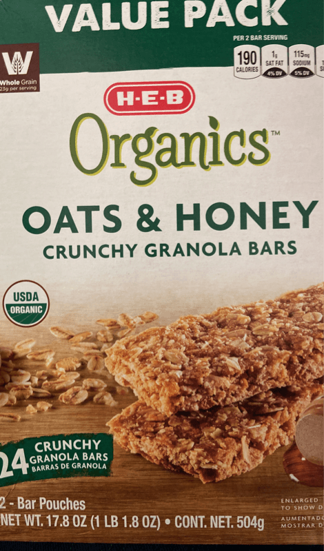 H-E-B Organics Oats & Honey Crunchy Granola Bars