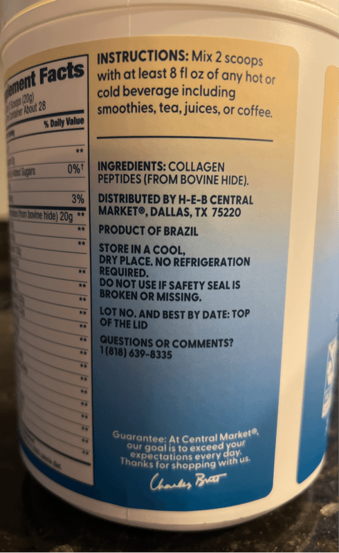 Central Market Unflavored Collagen Peptides