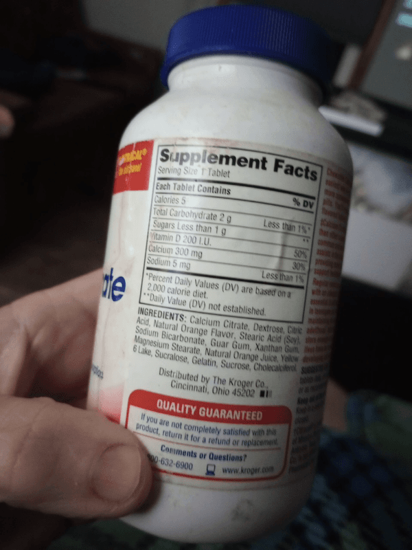 Kroger Chewable Calcium Citrate Plus Vitamin D Orange Juice Flavor