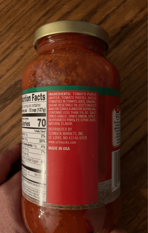 Schnucks Tomato, Onion & Garlic Pasta Sauce
