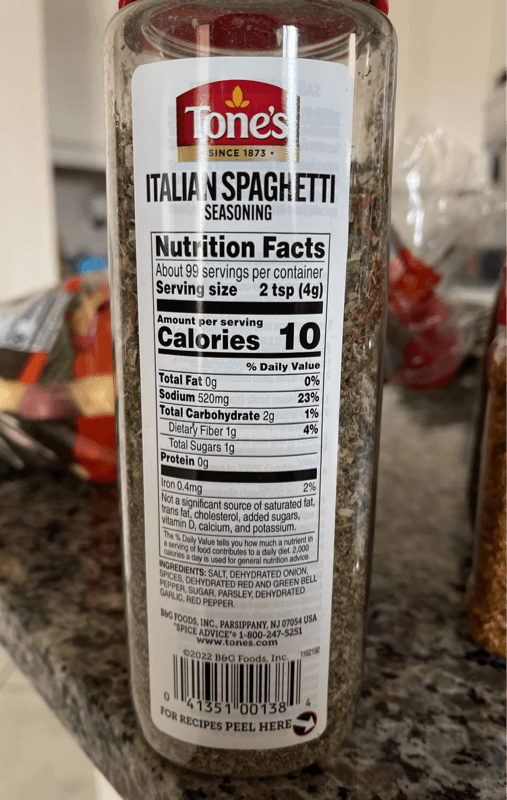Tone'S Italian Spaghetti Seasoning