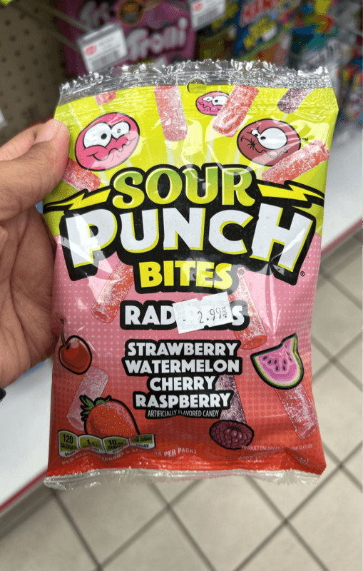 Sour Punch Bites Rad Reds Strawberry, Watermelon, Cherry, Raspberry Chewy Candy