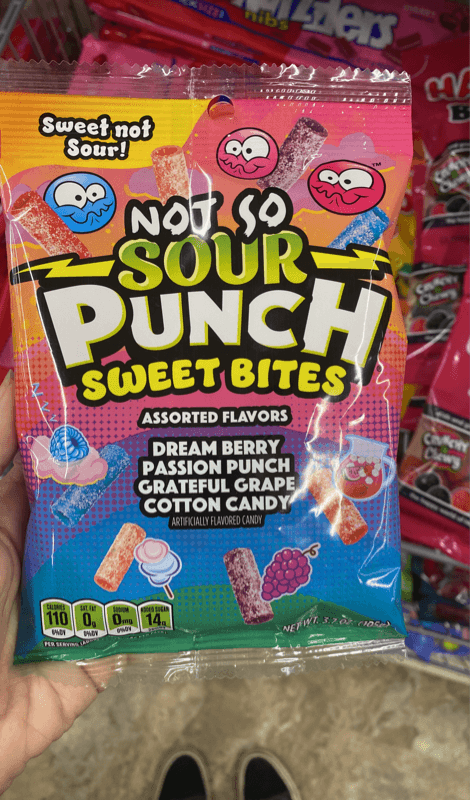 Sour Punch Sweet Bites Assorted Flavors Dream Berry, Passion Punch, Grateful Grape Cotton Candy