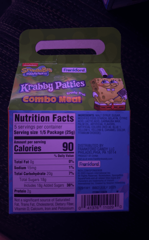 Frankford Spongebob Squarepants Krabby Patties Combo Meal Gummy Candy