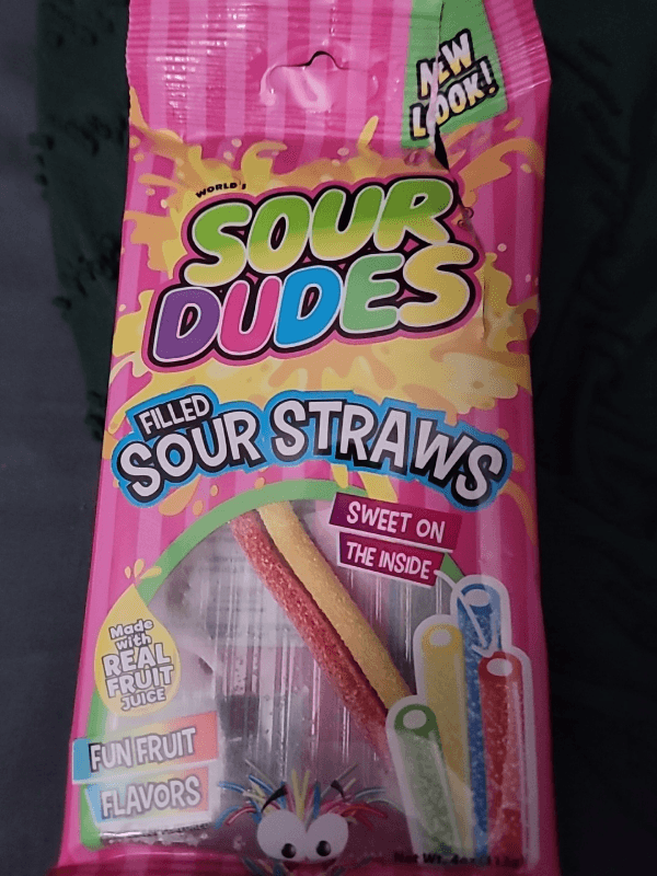 World'S Sour Dudes Filled Sour Straws Fun Fruit Flavors