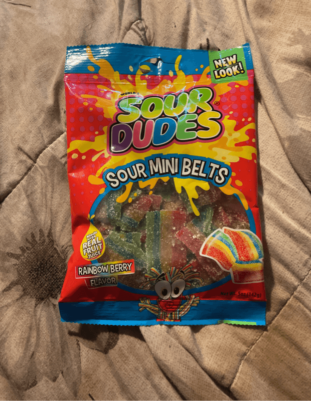 Sour Dudes Sour Mini Belts Rainbow Berry Flavor