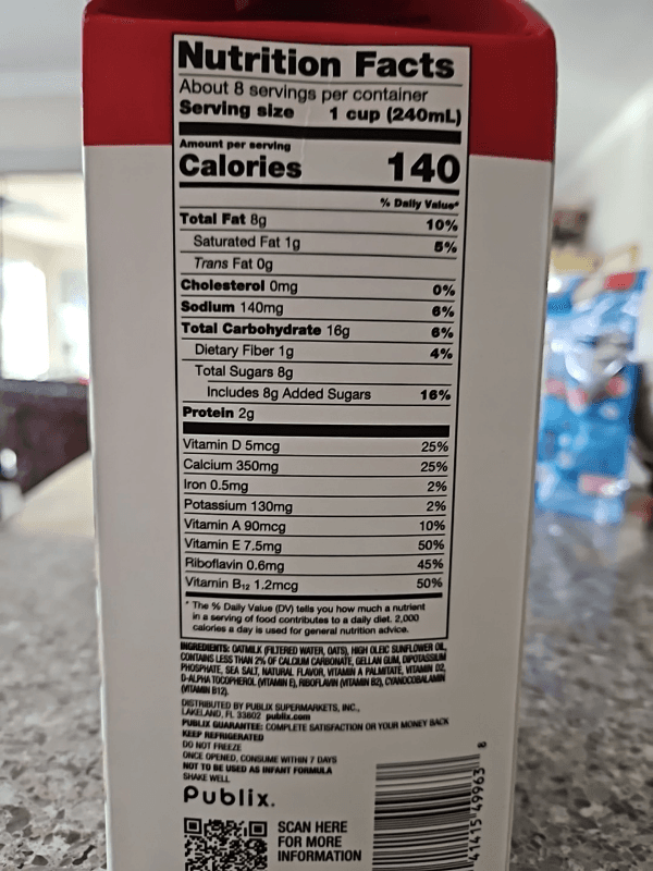 Publix Extra Creamy Oatmilk