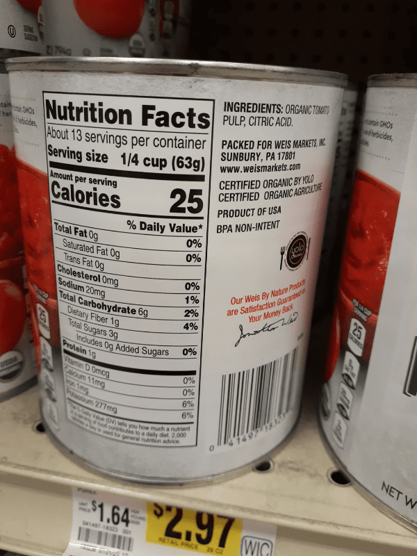Weis By Nature Organic Tomato Puree