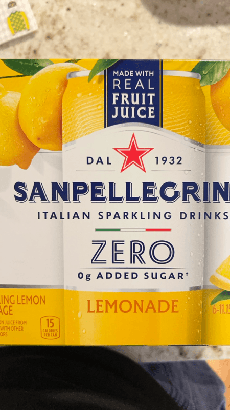Sanpellegrino Italian Sparkling Drink, Zero Grams Added Sugar Lemonade