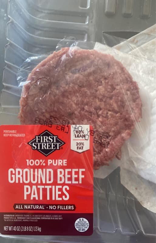 First Street 100% Pure Ground Beef Patties 80% Lean 20% Fat
