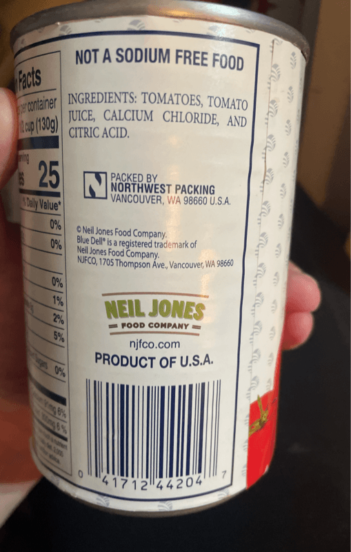 Blue Dell Diced Tomatoes