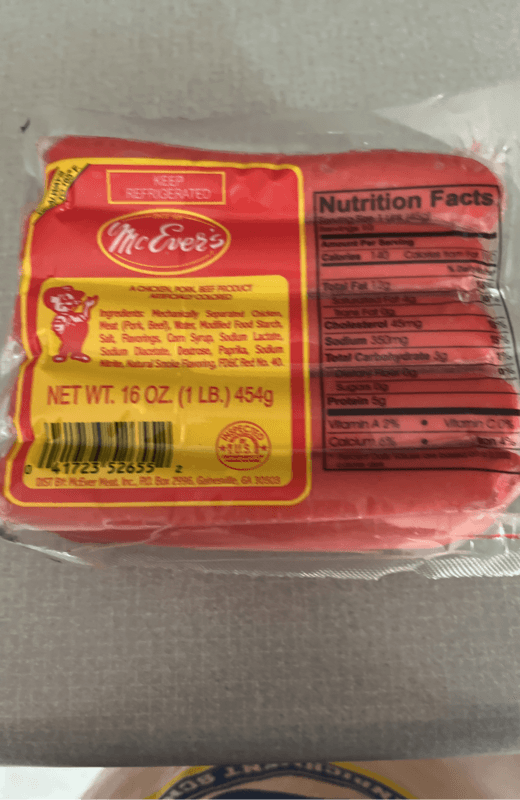 Mcever'S A Chicken, Pork, Beef Product Artificially Colored