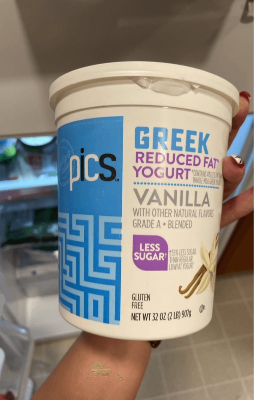 Pics Greek Reduced Fat Yogurt Vanilla