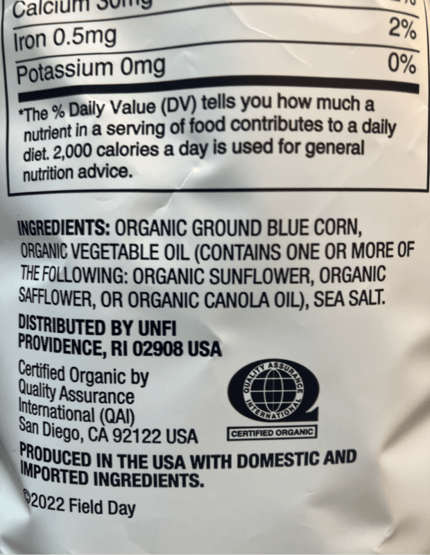 Field Day Organic Blue Corn Tortilla Chips