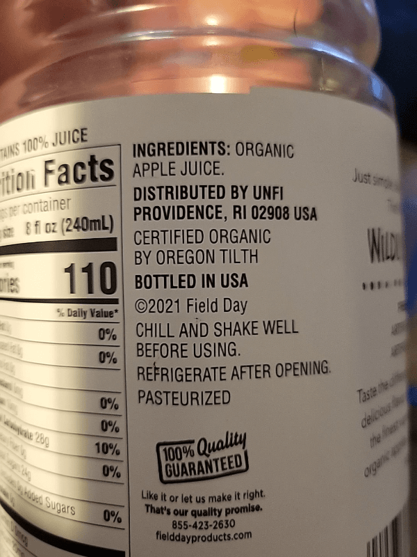 Field Day Organic Apple Juice