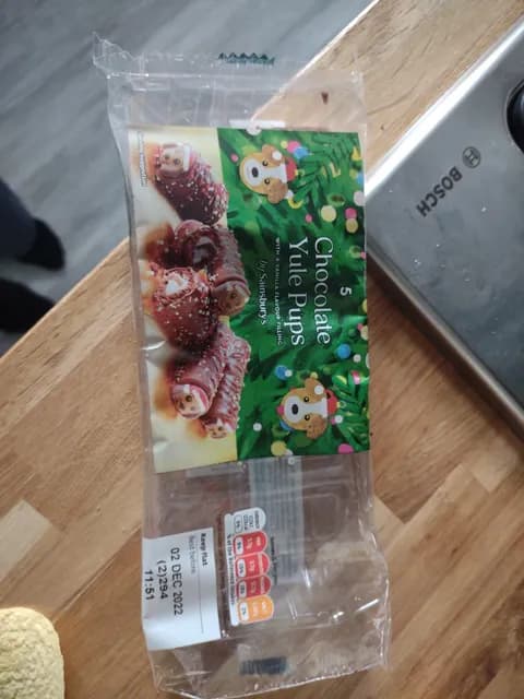 Chocolate Yule Pups With A Vanilla Flavour Filling By Sainsbury'S