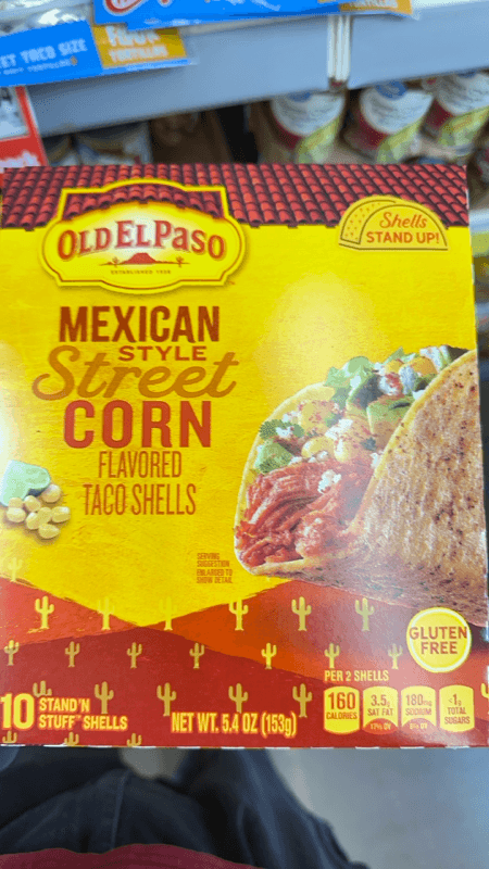 Old El Paso Mexican Style Street Corn Flavored Taco Shells 10 Stand'N Stuff Shells