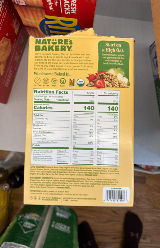 Nature'S Bakery Organic Oatmeal Crumble Strawberry And Apple