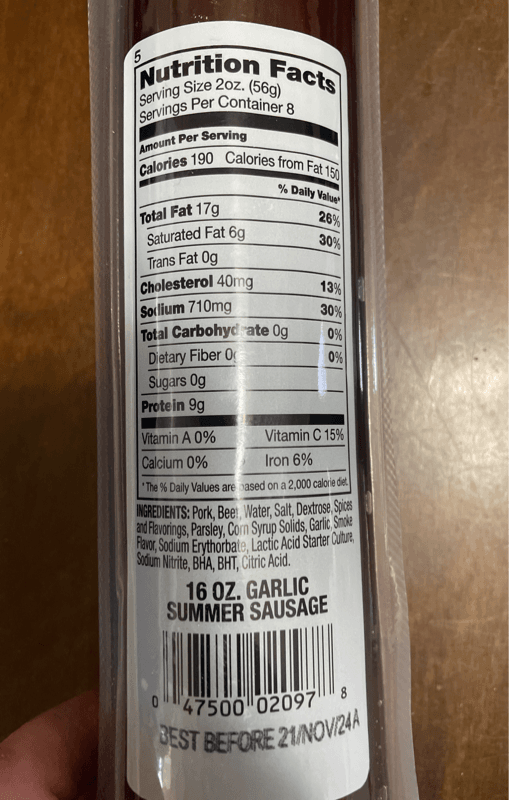 Bridgford Garlic Summer Sausage